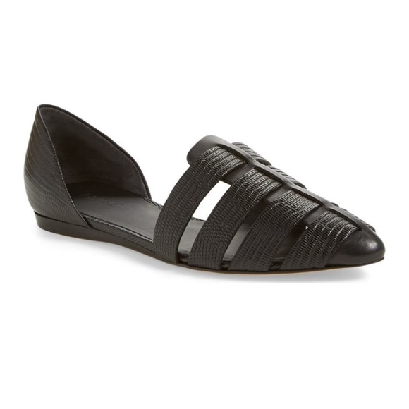 Vince Shoes - Vince Neves Black Leather d’Orsay Flats 10